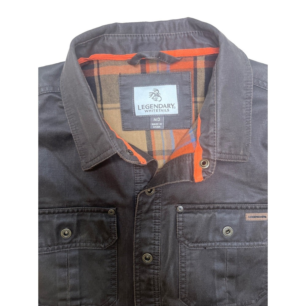 Legendary Whitetails Journeyman Shirt Jacket Mens Medium Gray Flannel Lined - Picture 4 of 13